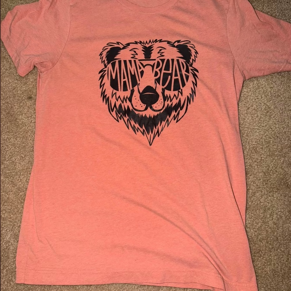 Mama Bear Graphic Tee - Coral Pink